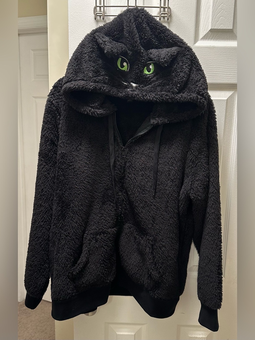 Torrid Halloween Fuzzy Black Cat Zip Hoodie Size 1 1X 14/16